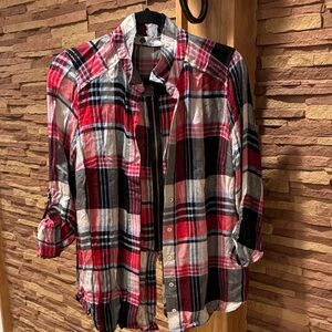 Towne Plaid Red and Black Shirt with back Zipper